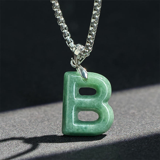 Buddha Stones "May You Find Your Own Meaning" Natural A-Z Letter Jade Titanium Steel Chain 925 Sterling Silver Chain Necklace Includes Gift Message Card - image 15