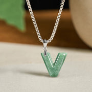 Buddha Stones "May You Find Your Own Meaning" Natural A-Z Letter Jade Titanium Steel Chain 925 Sterling Silver Chain Necklace Includes Gift Message Card - image 96