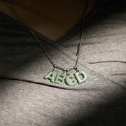 Buddha Stones Natural A-Z Letter Jade Titanium Steel Wide Chain Prosperity Necklace Pendant - image 40