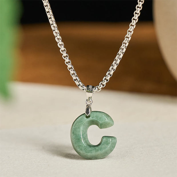 Buddha Stones "May You Find Your Own Meaning" Natural A-Z Letter Jade Titanium Steel Chain 925 Sterling Silver Chain Necklace Includes Gift Message Card - image 18
