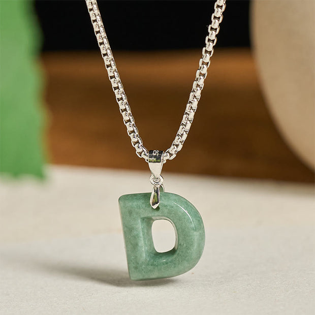 Buddha Stones "May You Find Your Own Meaning" Natural A-Z Letter Jade Titanium Steel Chain 925 Sterling Silver Chain Necklace Includes Gift Message Card - image 23