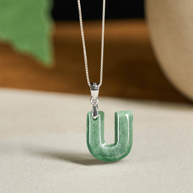 Buddha Stones "May You Find Your Own Meaning" Natural A-Z Letter Jade Titanium Steel Chain 925 Sterling Silver Chain Necklace Includes Gift Message Card - image 190