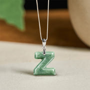 Buddha Stones "May You Find Your Own Meaning" Natural A-Z Letter Jade Titanium Steel Chain 925 Sterling Silver Chain Necklace Includes Gift Message Card - image 205