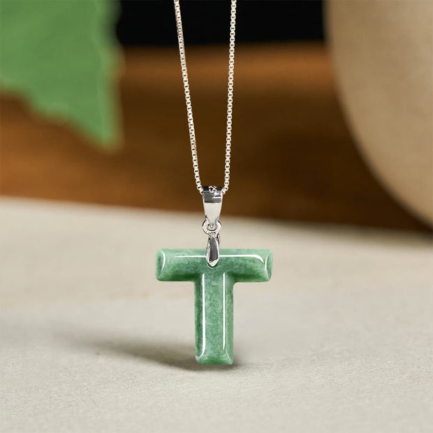 Buddha Stones "May You Find Your Own Meaning" Natural A-Z Letter Jade Titanium Steel Chain 925 Sterling Silver Chain Necklace Includes Gift Message Card - image 187