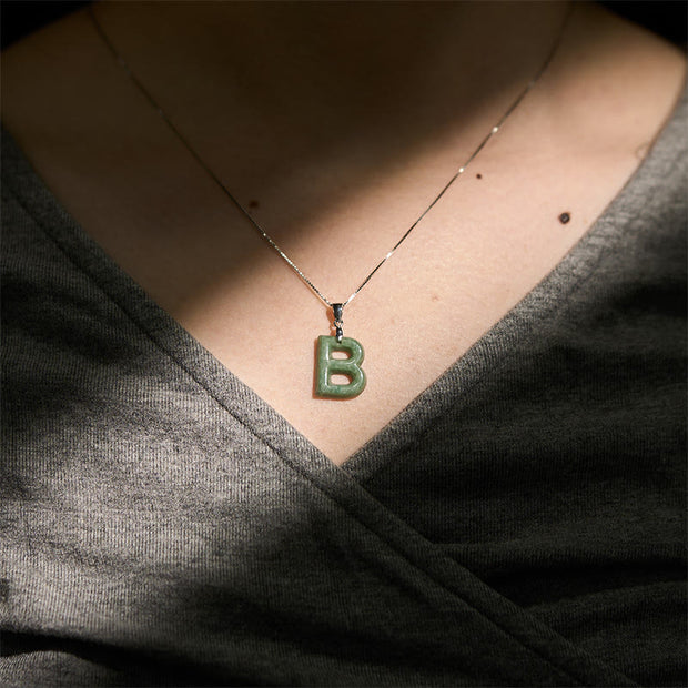 Buddha Stones "May You Find Your Own Meaning" Natural A-Z Letter Jade Titanium Steel Chain 925 Sterling Silver Chain Necklace Includes Gift Message Card - image 131