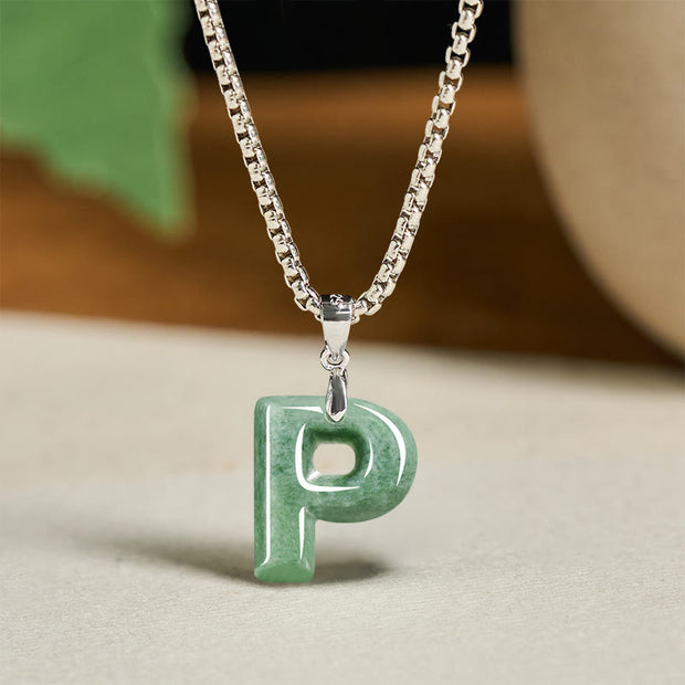 Buddha Stones "May You Find Your Own Meaning" Natural A-Z Letter Jade Titanium Steel Chain 925 Sterling Silver Chain Necklace Includes Gift Message Card - image 72