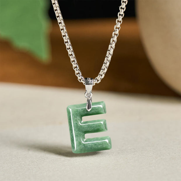 Buddha Stones "May You Find Your Own Meaning" Natural A-Z Letter Jade Titanium Steel Chain Necklace Includes Gift Message Card - image 28