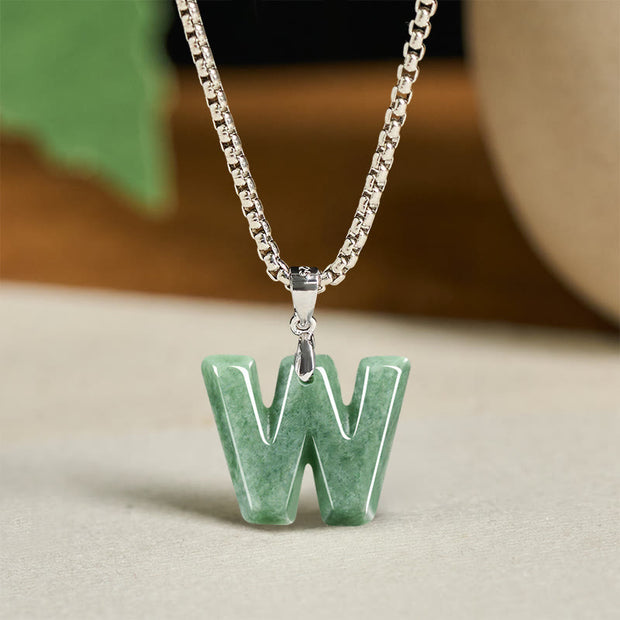 Buddha Stones "May You Find Your Own Meaning" Natural A-Z Letter Jade Titanium Steel Chain 925 Sterling Silver Chain Necklace Includes Gift Message Card - image 100