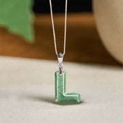 Buddha Stones "May You Find Your Own Meaning" Natural A-Z Letter Jade Titanium Steel Chain 925 Sterling Silver Chain Necklace Includes Gift Message Card - image 163