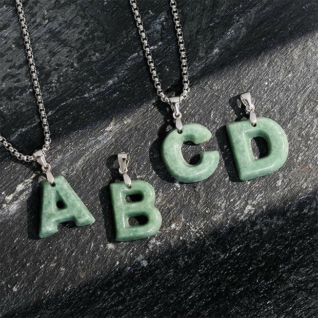 Buddha Stones "May You Find Your Own Meaning" Natural A-Z Letter Jade Titanium Steel Chain 925 Sterling Silver Chain Necklace Includes Gift Message Card - image 10