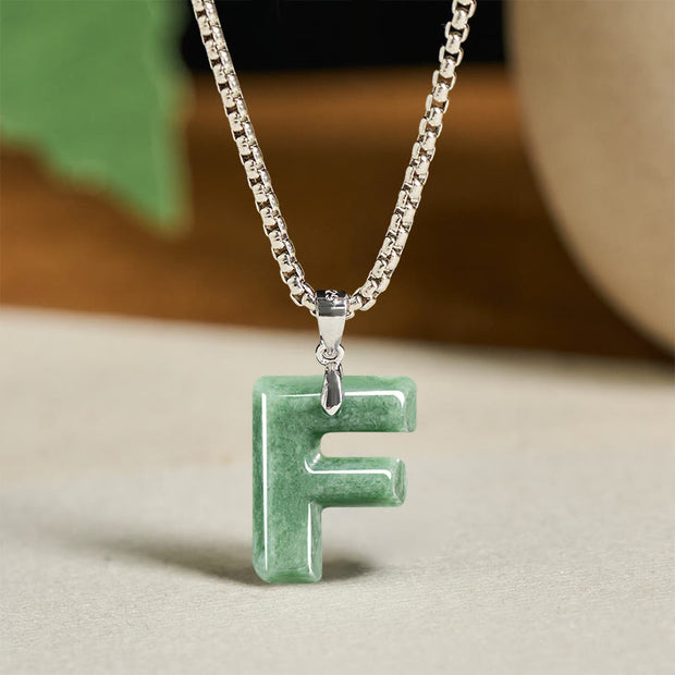 Buddha Stones "May You Find Your Own Meaning" Natural A-Z Letter Jade Titanium Steel Chain 925 Sterling Silver Chain Necklace Includes Gift Message Card - image 32