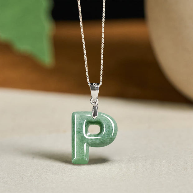 Buddha Stones "May You Find Your Own Meaning" Natural A-Z Letter Jade Titanium Steel Chain 925 Sterling Silver Chain Necklace Includes Gift Message Card - image 175