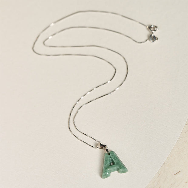 Buddha Stones "May You Find Your Own Meaning" Natural A-Z Letter Jade Titanium Steel Chain 925 Sterling Silver Chain Necklace Includes Gift Message Card - image 124