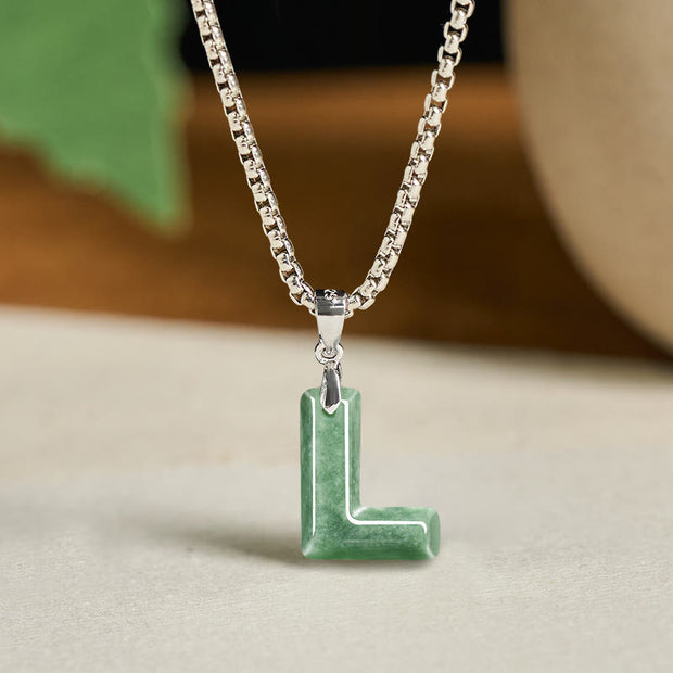 Buddha Stones "May You Find Your Own Meaning" Natural A-Z Letter Jade Titanium Steel Chain 925 Sterling Silver Chain Necklace Includes Gift Message Card - image 56