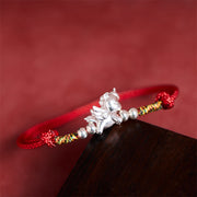 Buddha Stones "All the Best for Fortune and Protection" 925 Sterling Silver Year Of The Horse String Bracelet Includes Gift Message Card - image 1