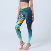 Buddha Stones Dreamy Lively Phoenix Cloud Pattern Print Gym Leggings Women's Yoga Pants - Teal - US18，UK/AU22，EU50 (4XL) - image 0