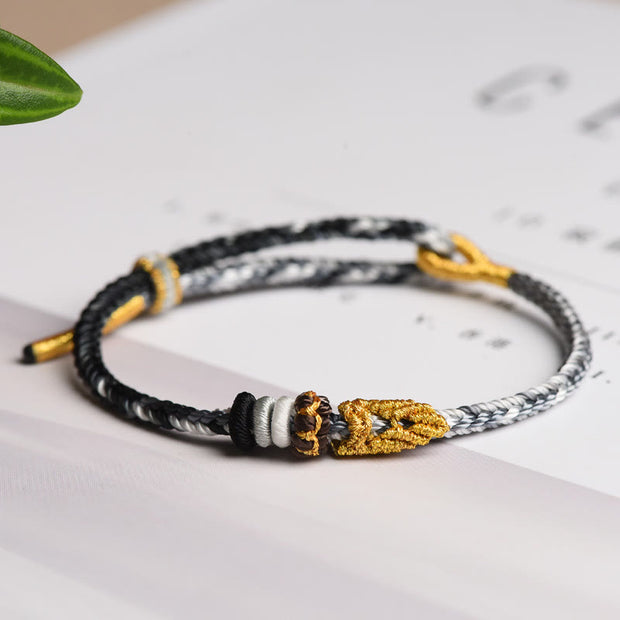 Buddha Stones Colorful Rope Eight Thread Peace Knot Luck Handmade Bracelet - Black(Wrist Circumference 14-19cm) - image 14