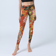 Buddha Stones Koi Fish Lotus Cloud Pattern Print Gym Leggings Women's Yoga Pants - image 5