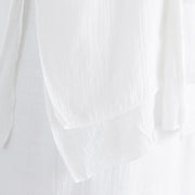 Buddha Stones 2Pcs Solid Color White Frog-Button Three Quarter Sleeve Shirt Wide Leg Pants Meditation Zen Clothing Women's Set - image 13