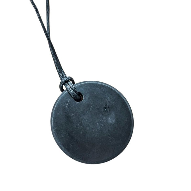 Buddha Stones Circle Simple Design Authentic Shungite Stone Protection Necklace Pendant - image 0