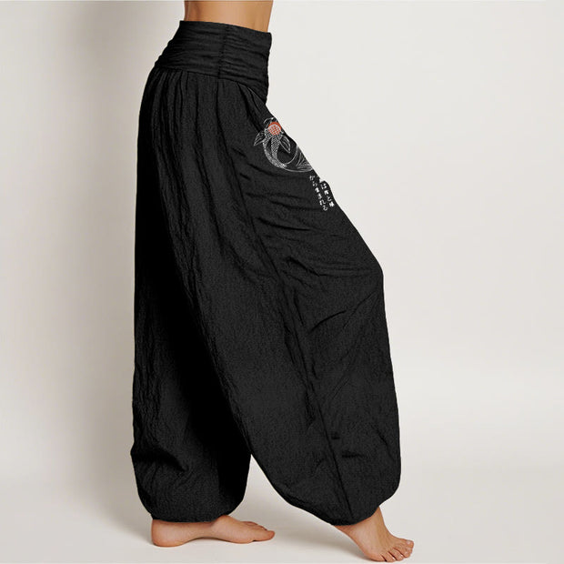 Buddha Stones Pure Cotton Koi Fish Character Pattern Women's Elastic Waist Harem Pants - image 7