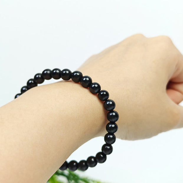 Buddha Stones Round Authentic Shungite Stone Inner Strength Beaded Bracelet - image 2