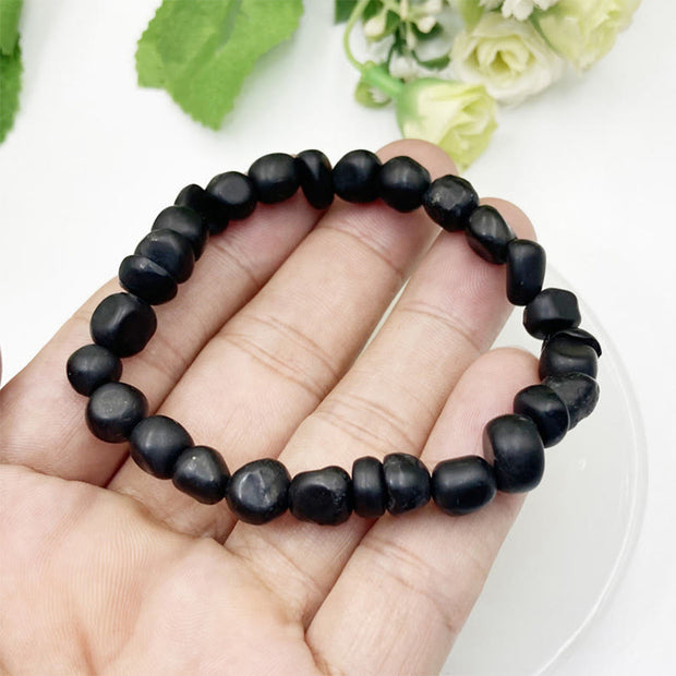 Buddha Stones 8mm Natural Authentic Shungite Stone Protection Beaded Bracelet - image 0