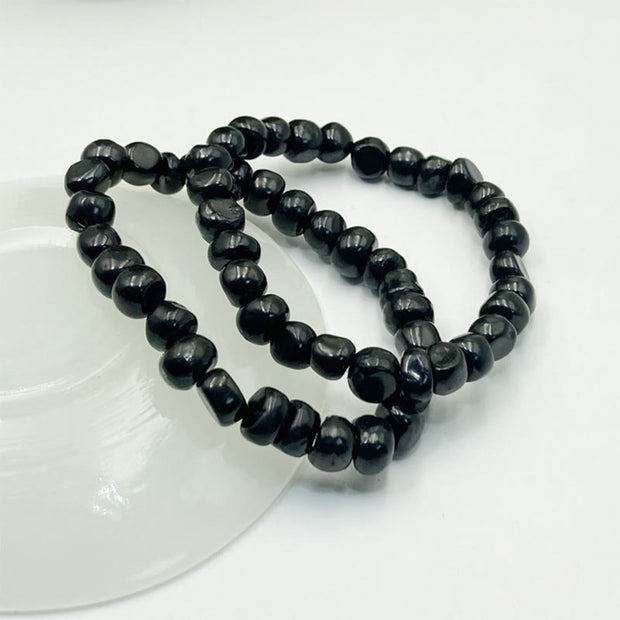 Buddha Stones 8mm Natural Authentic Shungite Stone Protection Beaded Bracelet - Shungite Stone(Clarity ♥ Inner Strength) - image 1