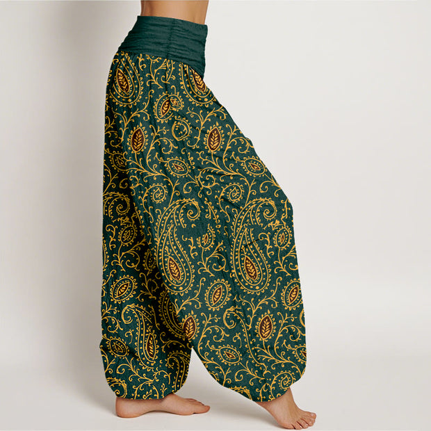 Buddha Stones Cotton Brightly Colored Paisley Style Pattern Women's Elastic Waist Harem Pants - image 2