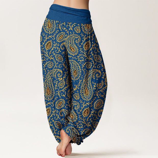 Buddha Stones Cotton Brightly Colored Paisley Style Pattern Women's Elastic Waist Harem Pants - image 6