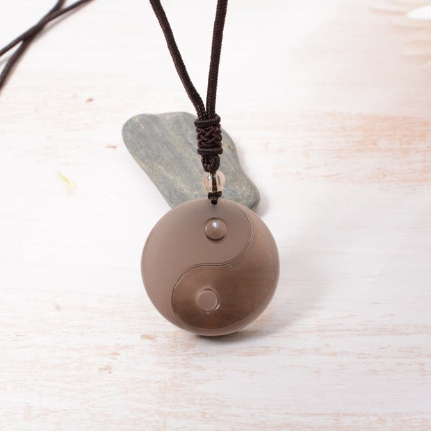 Buddha Stones Yin Yang Symbol Ice Obsidian Positive Necklace Pendant - image 4