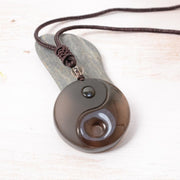 Buddha Stones Yin Yang Symbol Ice Obsidian Positive Necklace Pendant - image 1