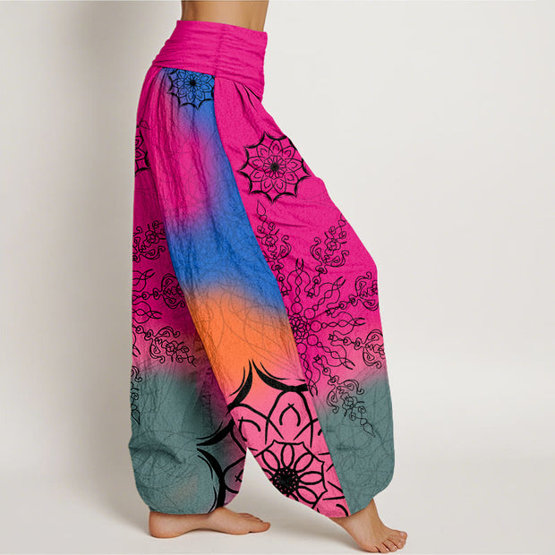 Buddha Stones Cotton Brightly Colored Mandala Pattern Women's Elastic Waist Harem Pants - image 2