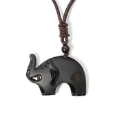 Buddha Stones Elephant Symbol Carved Design Black Obsidian Strength Necklace Pendant - image 7