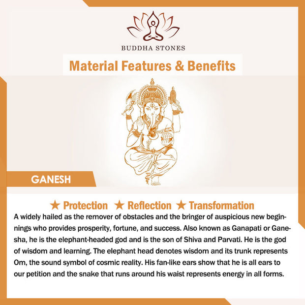 Buddha Stones Ganesh Elephant Relief Design Natural Black Obsidian Strength Necklace Pendant - image 9