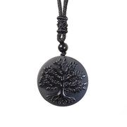 Buddha Stones Natural The Tree of Life Pattern Black Obsidian Transformation Necklace Pendant - image 3