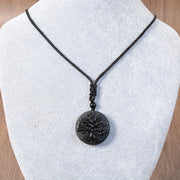 Buddha Stones Natural The Tree of Life Pattern Black Obsidian Transformation Necklace Pendant - image 5