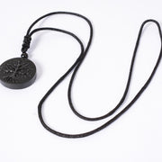 Buddha Stones Natural The Tree of Life Pattern Black Obsidian Transformation Necklace Pendant - image 4