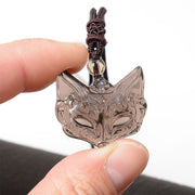 Buddha Stones Relief Fox Design Silver Sheen Obsidian Ice Obsidian Protection Necklace Pendant - image 11