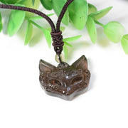 Buddha Stones Relief Fox Design Silver Sheen Obsidian Ice Obsidian Protection Necklace Pendant - image 10