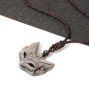 Buddha Stones Relief Fox Design Silver Sheen Obsidian Ice Obsidian Protection Necklace Pendant - image 5