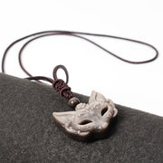 Buddha Stones Relief Fox Design Silver Sheen Obsidian Ice Obsidian Protection Necklace Pendant - image 3