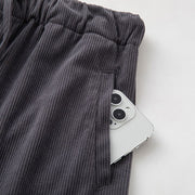 Buddha Stones Winter Men's Drawstring Plain Elastic Waistband Design Corduroy Pants With Pockets - image 5