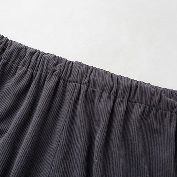 Buddha Stones Winter Men's Drawstring Plain Elastic Waistband Design Corduroy Pants With Pockets - image 3