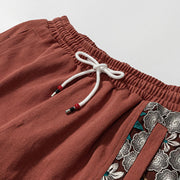 Buddha Stones Spring Men's Embroiderd Flower Pattern Patchwork Cotton Pants With Pockets - image 9