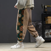 Buddha Stones Spring Men's Embroiderd Flower Pattern Patchwork Cotton Pants With Pockets - image 15