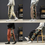 Buddha Stones Spring Men's Embroiderd Flower Pattern Patchwork Cotton Pants With Pockets - image 26