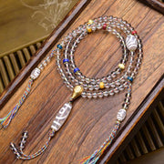 Buddha Stones 108 Beads Liuli Crystal Dzi Bead Agate Blessings Tassel Mala - Style 3 - 6mm - image 3