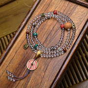 Buddha Stones 108 Beads Liuli Crystal Dzi Bead Agate Blessings Tassel Mala - Style 7 - 6mm - image 6