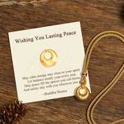 Buddha Stones "Wishing You Lasting Peace" 24k Gold Plated Copper Peace Buckle Necklace Includes Gift Message Card - Peace Buckle Rope Necklace - Standard Gift Box - image 0